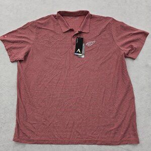 NWT Antigua Detroit Red Wings NHL Polo Shirt Embroidered Logo Sz 3XL Red Striped
